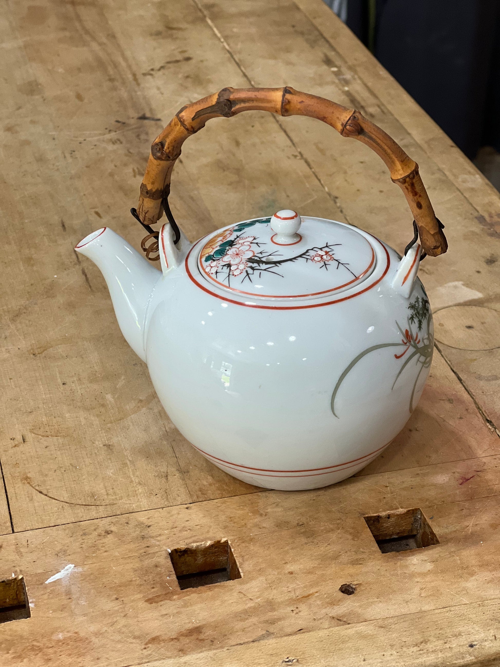 1950s Japanese Teapot with Bamboo Handle