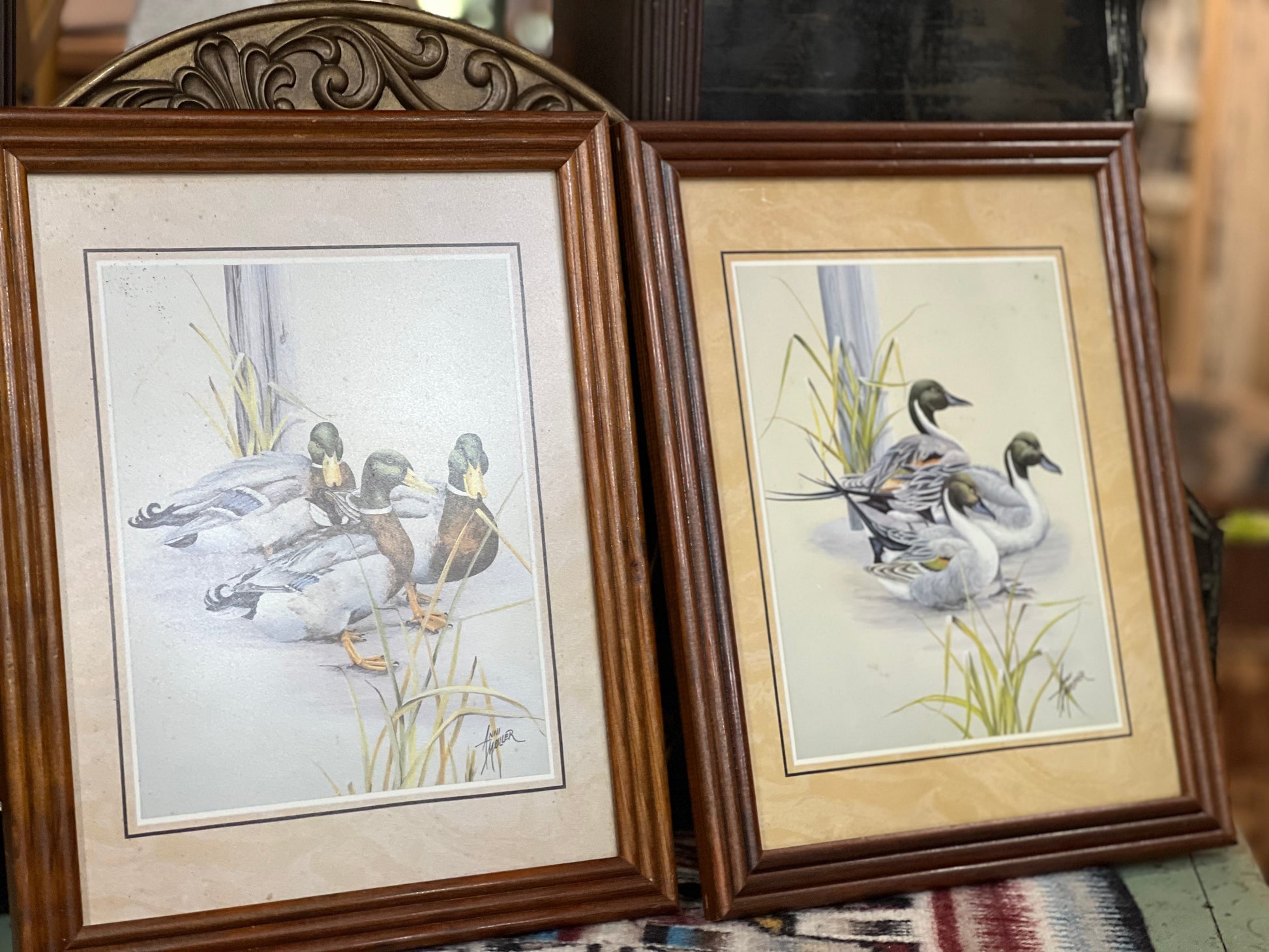 Pair of Wood Framed Duck Prints