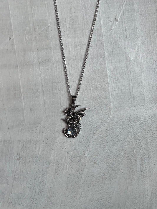 Gothic Winged Dragon Necklace