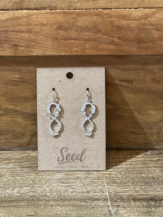 Silver-Toned Infinity Dragon Earrings