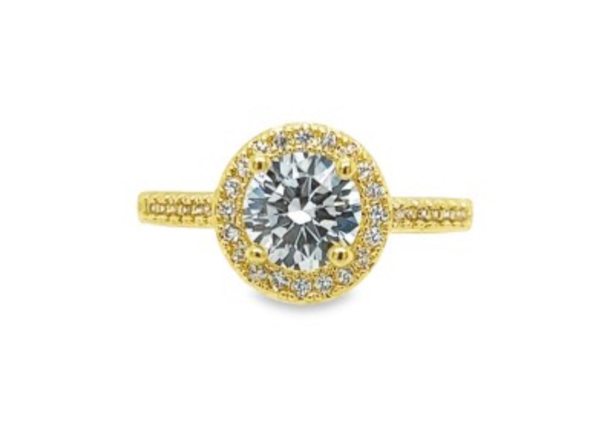 Tarnish Free Rings Sz 7 Gold CZ Round