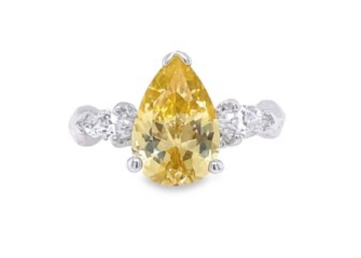 Tarnish Free Rings Sz 10 Citrine Teardrop