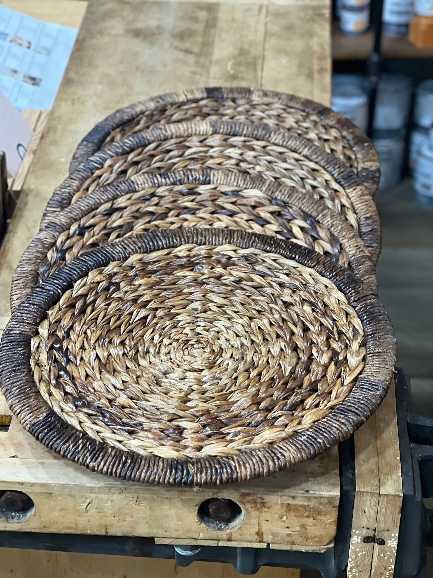 Set of 4 Woven Rattan 2-Toned Chargers