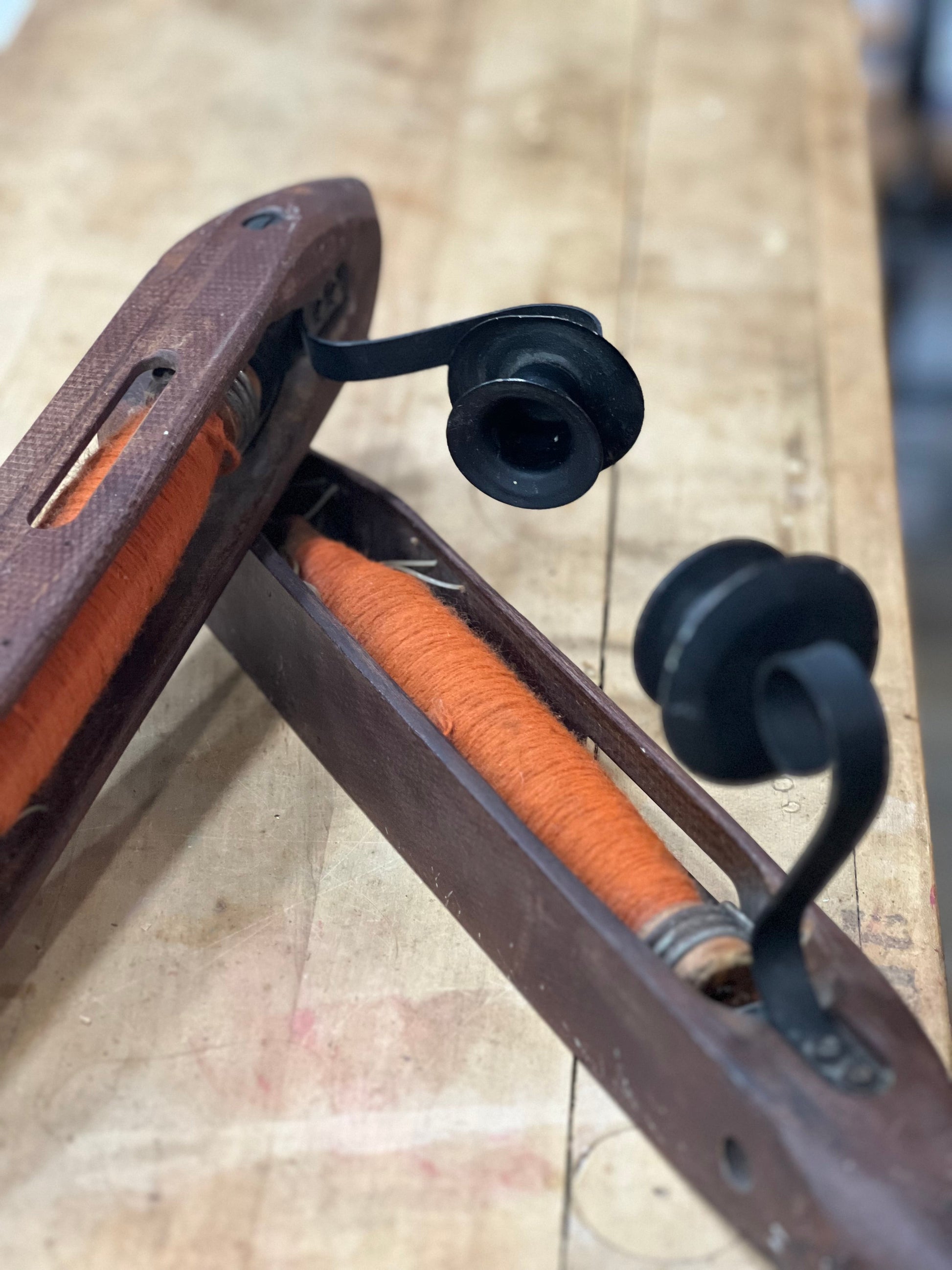 Pair of Vintage Wooden Weaving Loom Candle Holders