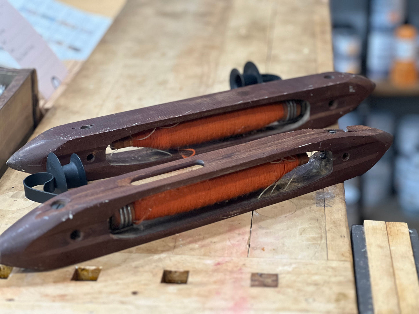 Pair of Vintage Wooden Weaving Loom Candle Holders