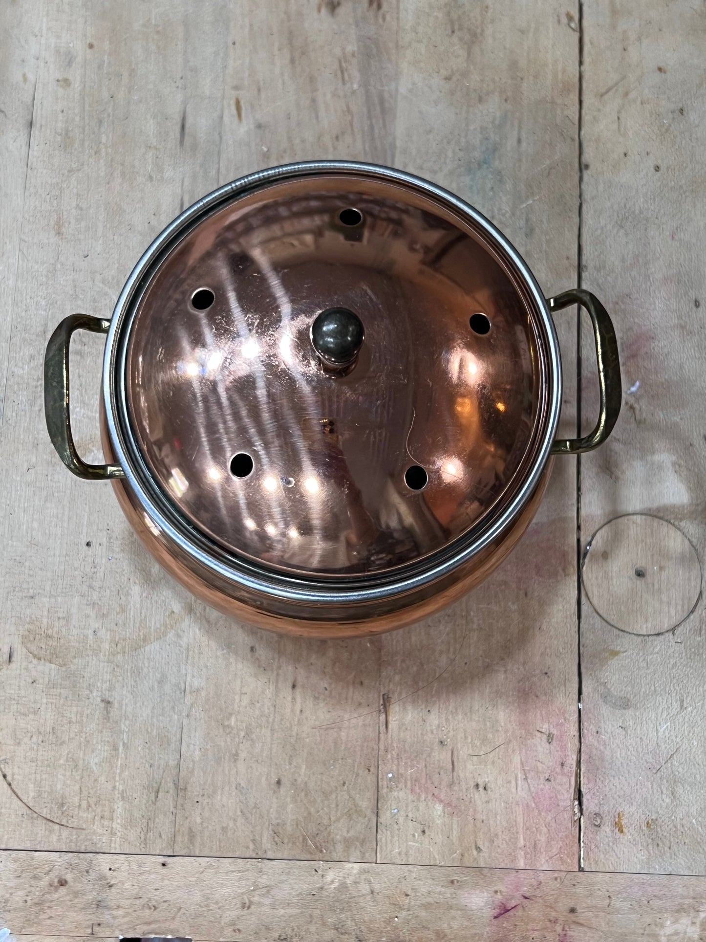 Small Copper Bowl with Handles
