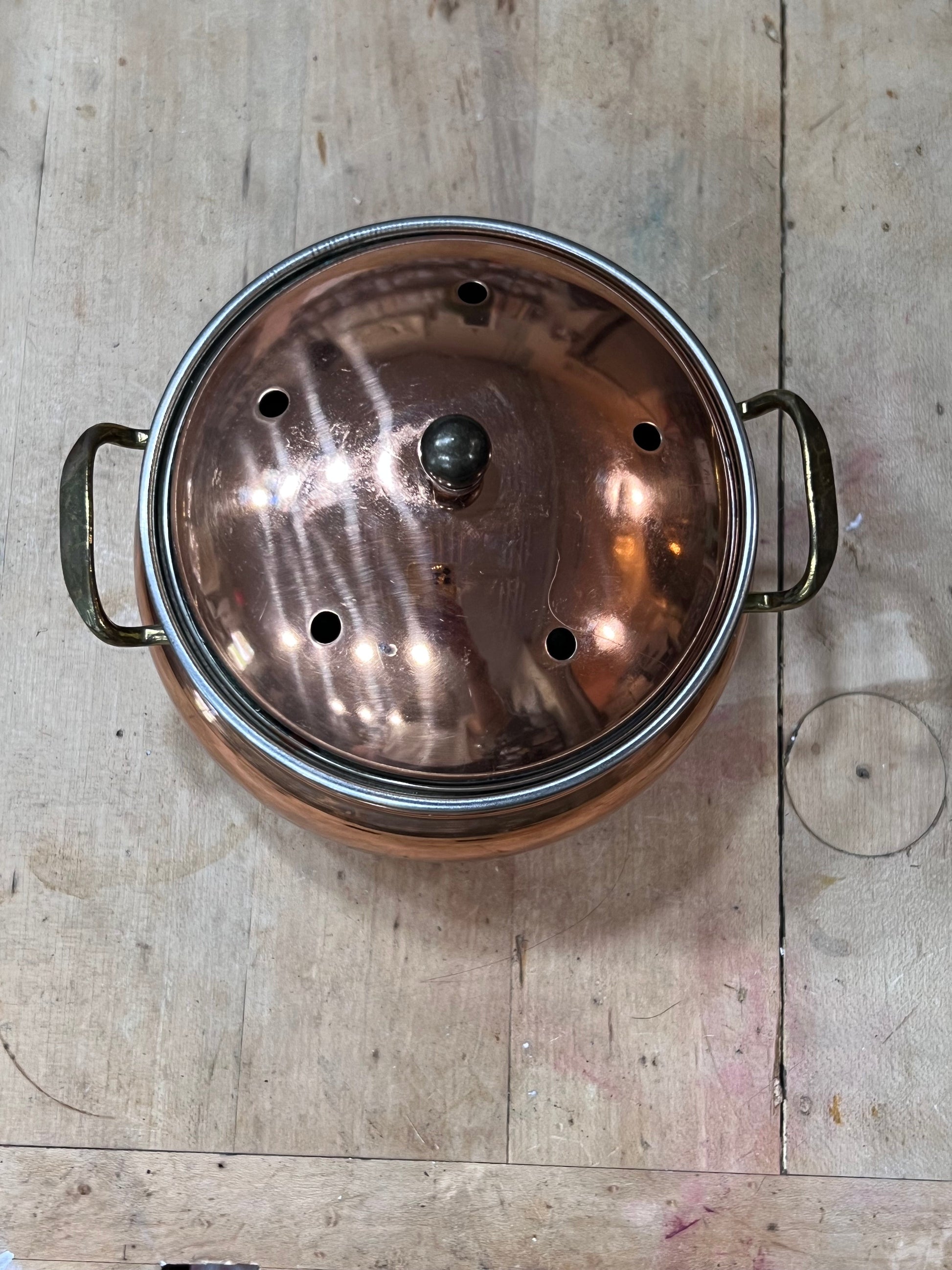 Small Copper Bowl with Handles