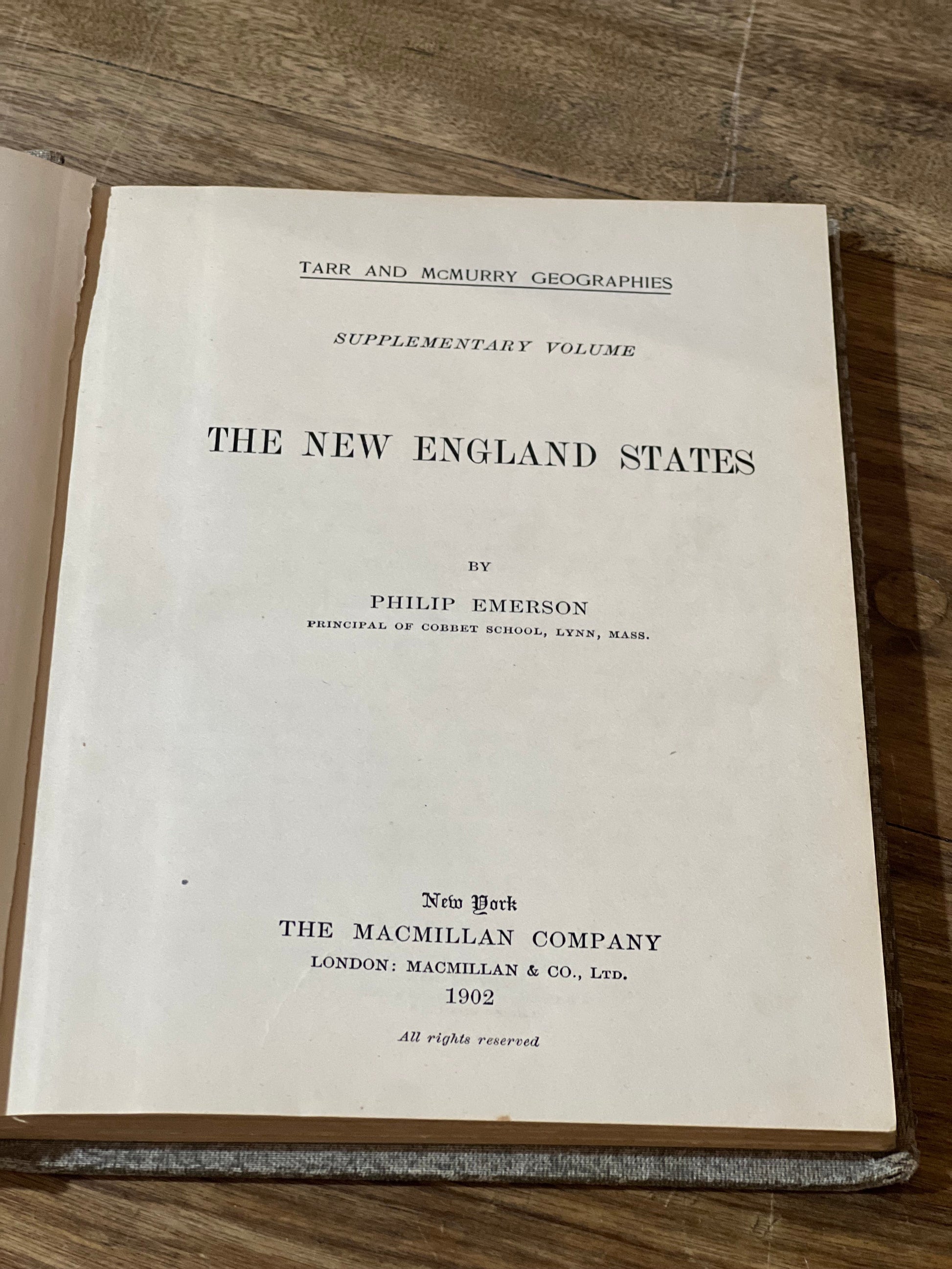 Tarr & McMurry's Geographies Supplementary Volume: New England