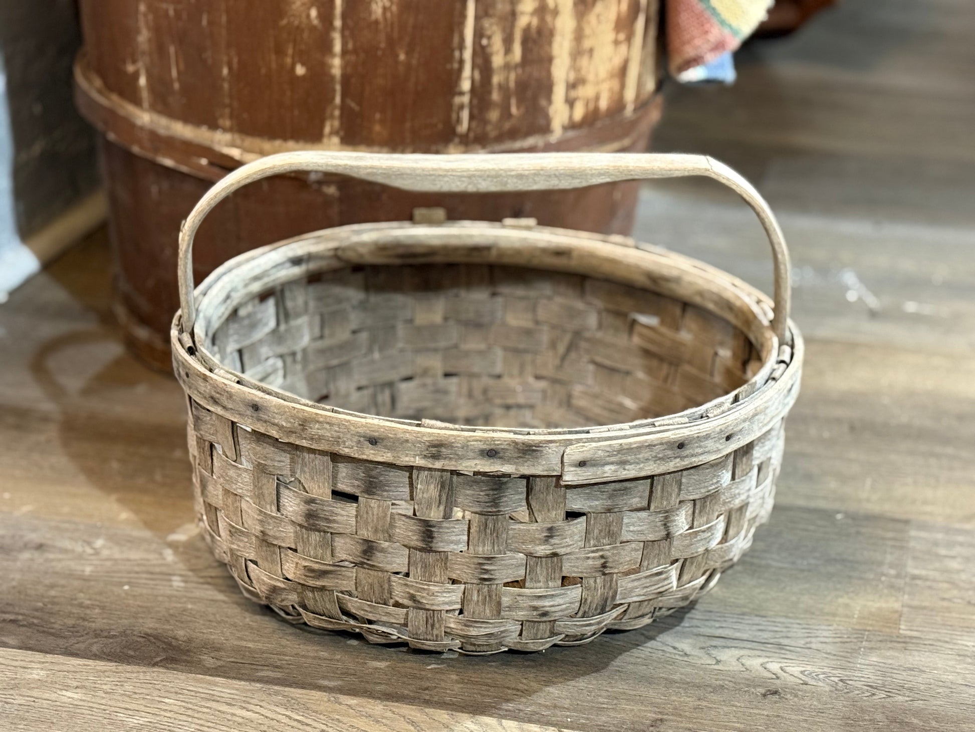 Primitive Hand-Woven Gathering Basket
