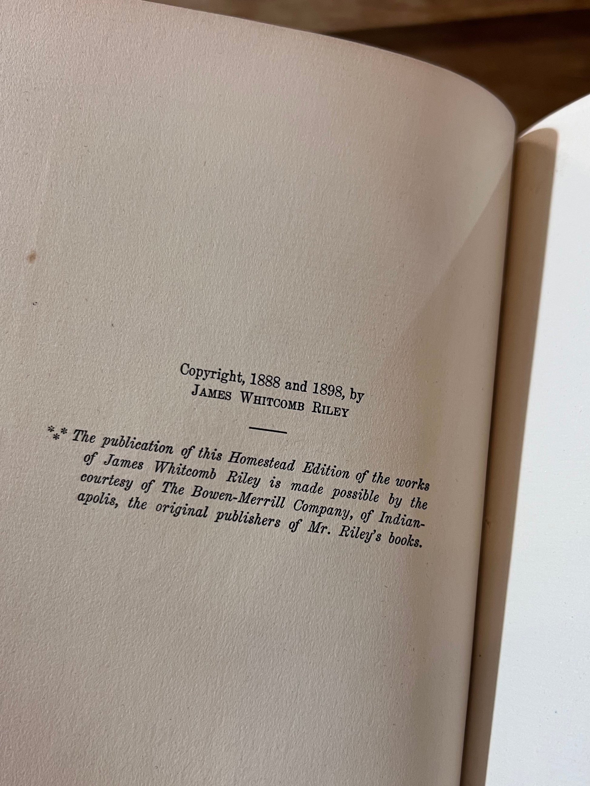 1898 Edition of The Works of James Whitcomb Riley, Vol. IV