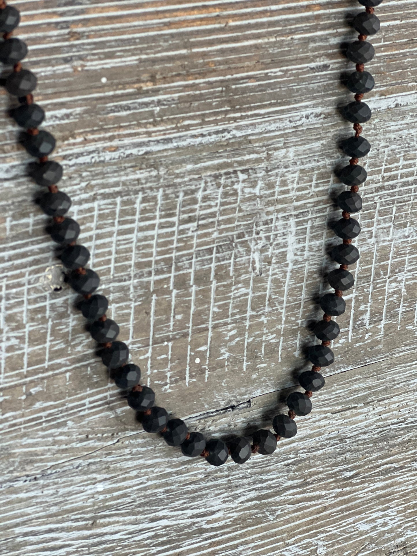 Bohemian Black Bead & Teardrop Pendant Necklace
