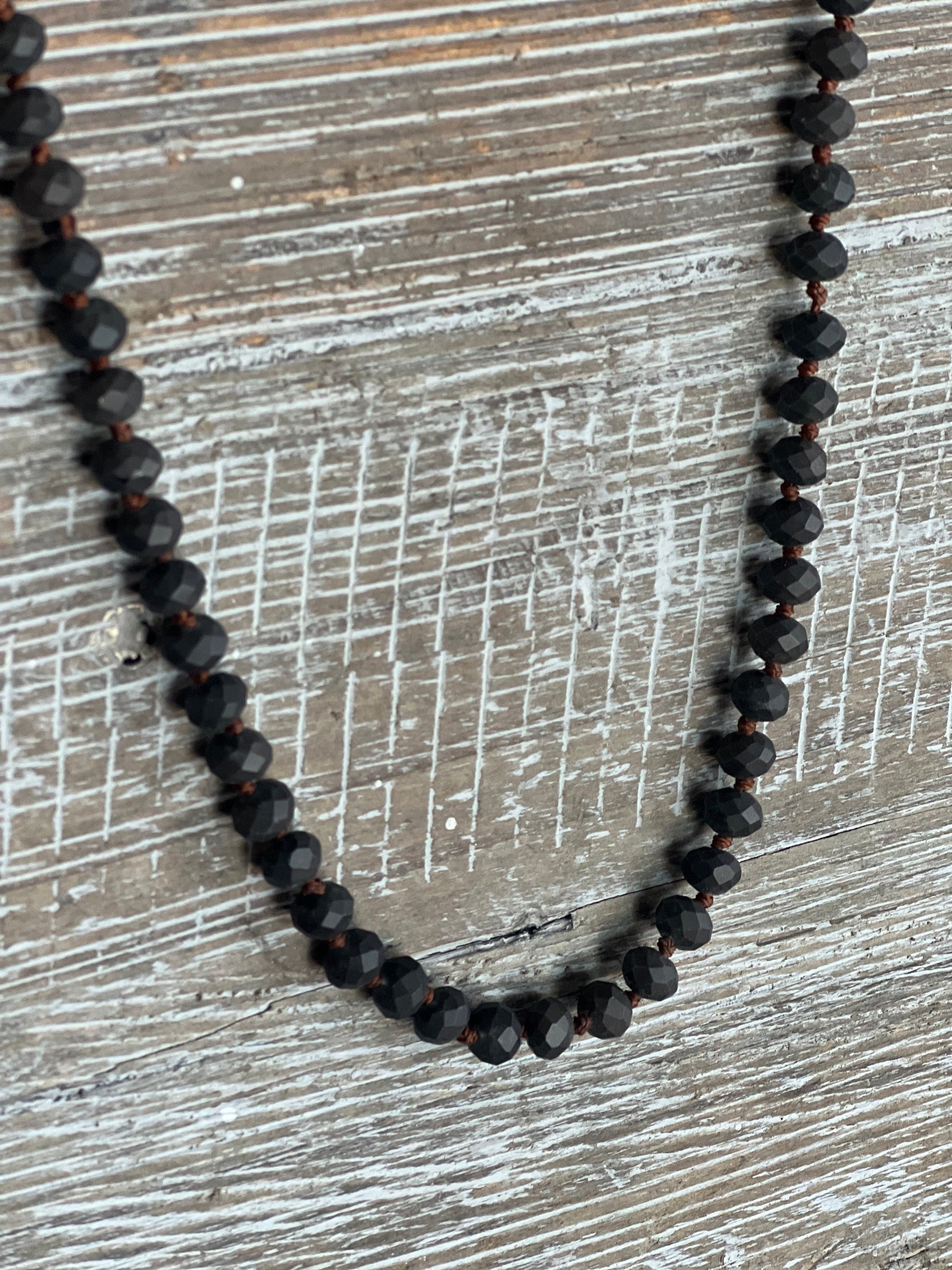 Bohemian Black Bead & Teardrop Pendant Necklace