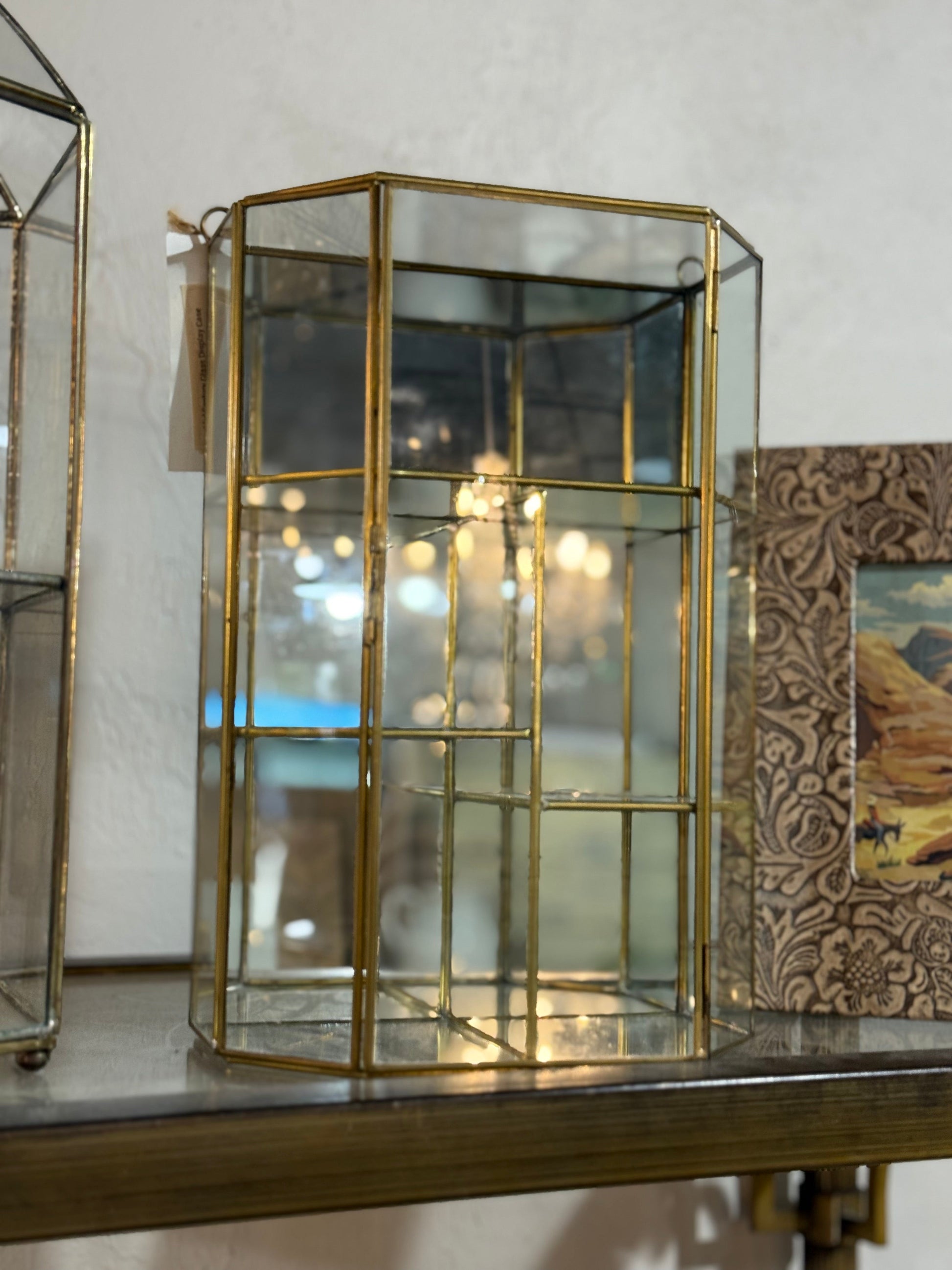 Vintage Glass And Brass Curio Display Case