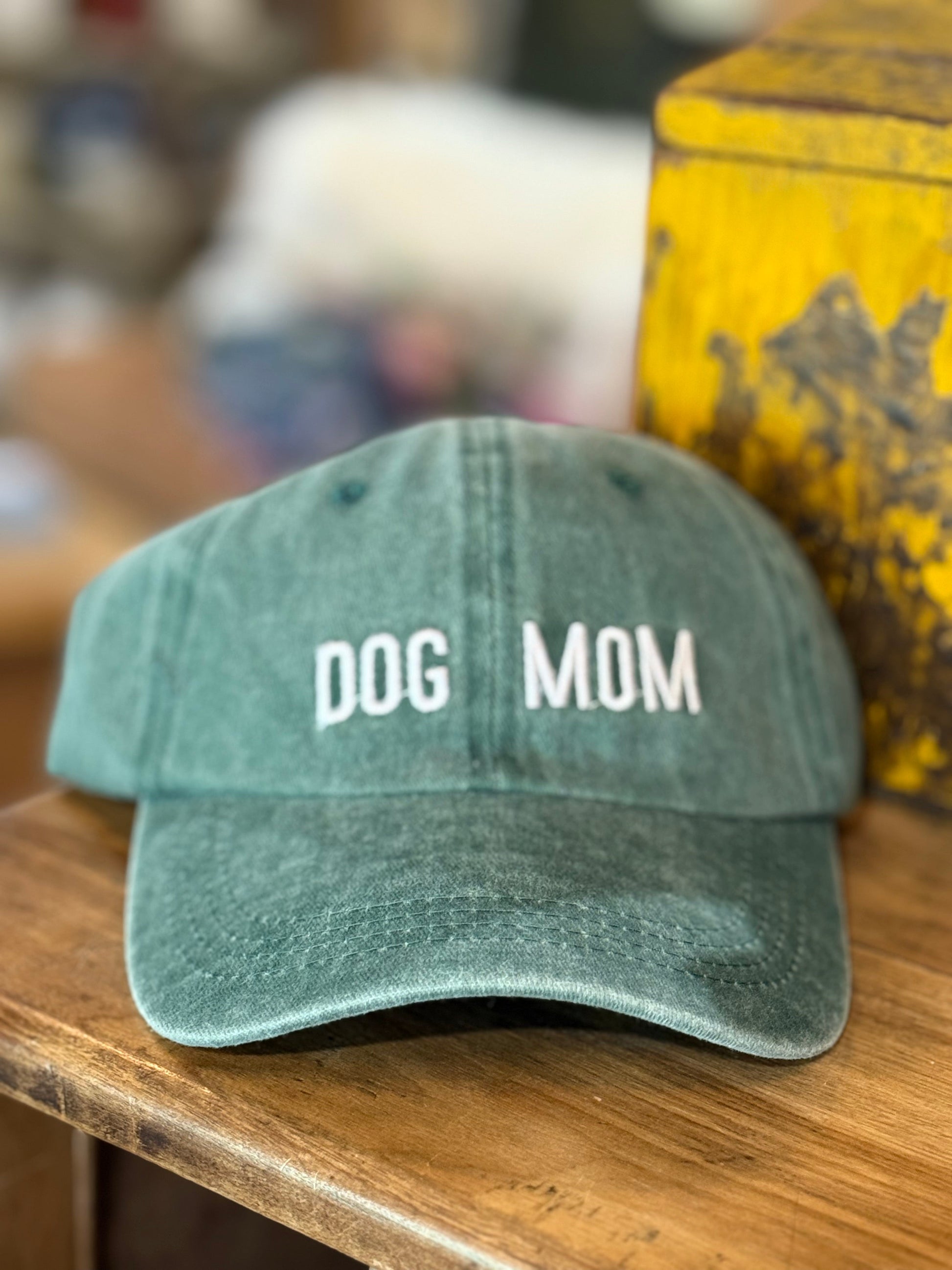 Embroidered 'DOG MOM' Baseball Cap green