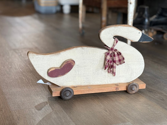 Rustic Wooden Swan Pull Toy