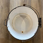 14.5" White & Black Handled Enamelware pan