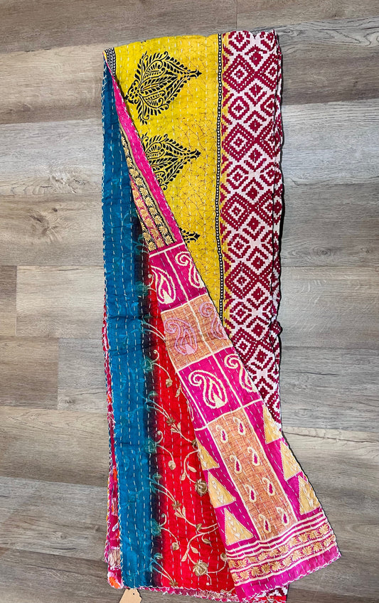 Handmade Indian Kantha Reversible Quilt T