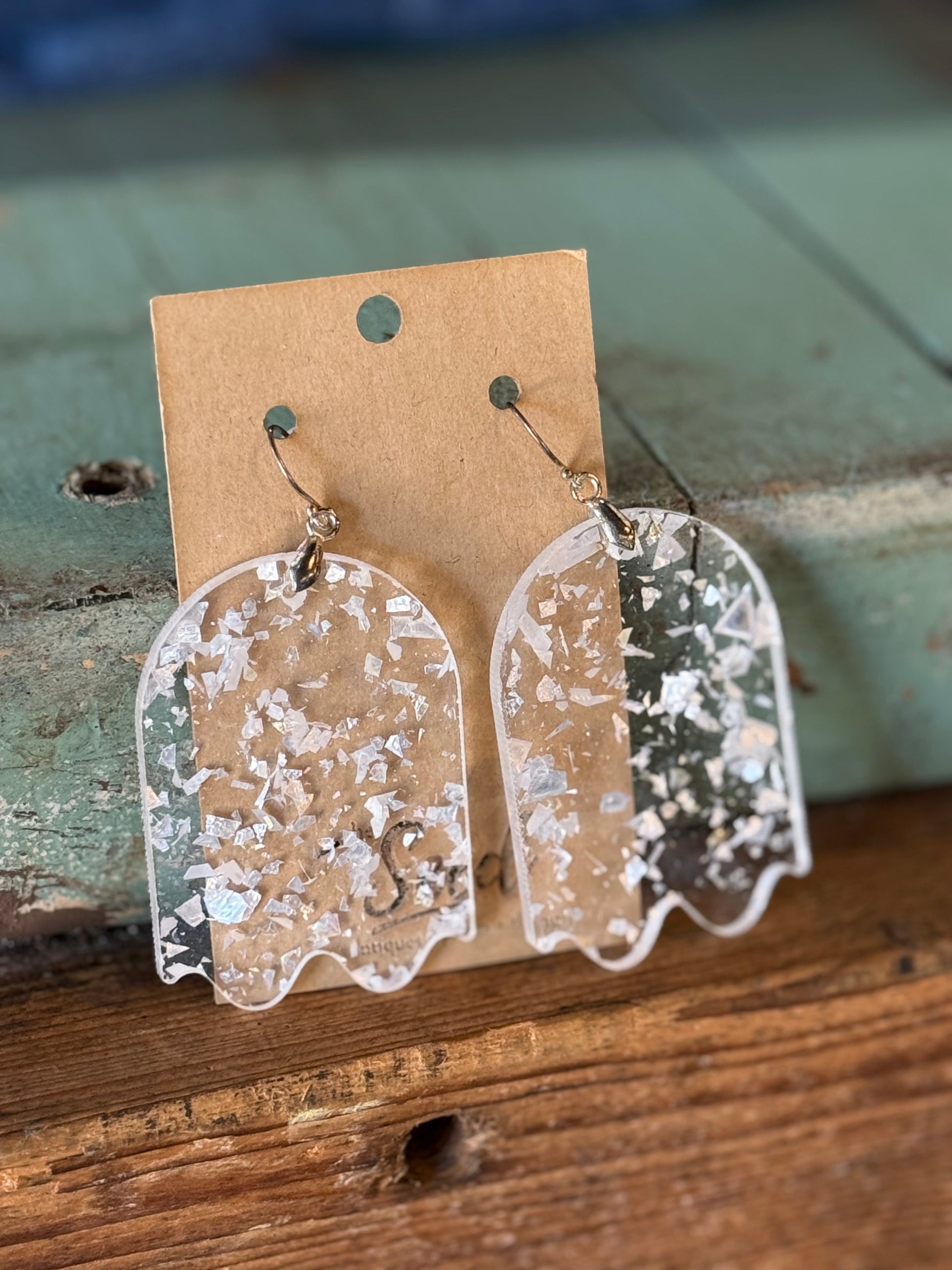 Handmade Halloween Earrings White Ghost