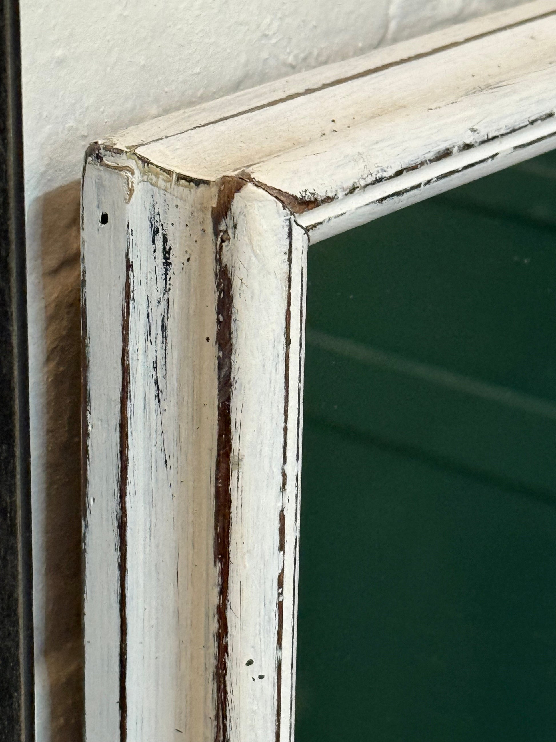 Distressed White Rectangular Mirror
