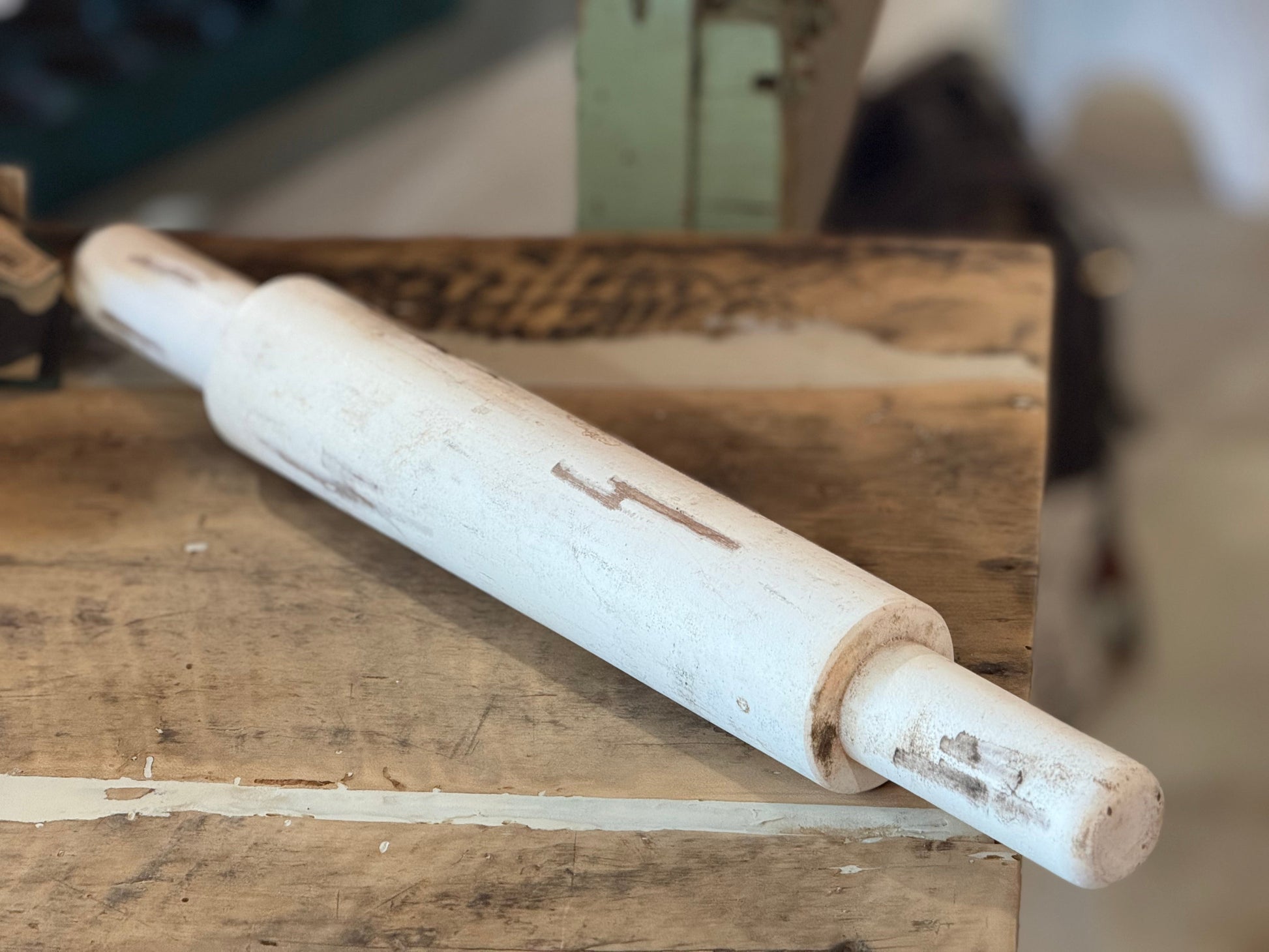 White Wooden Distressed Rolling Pin