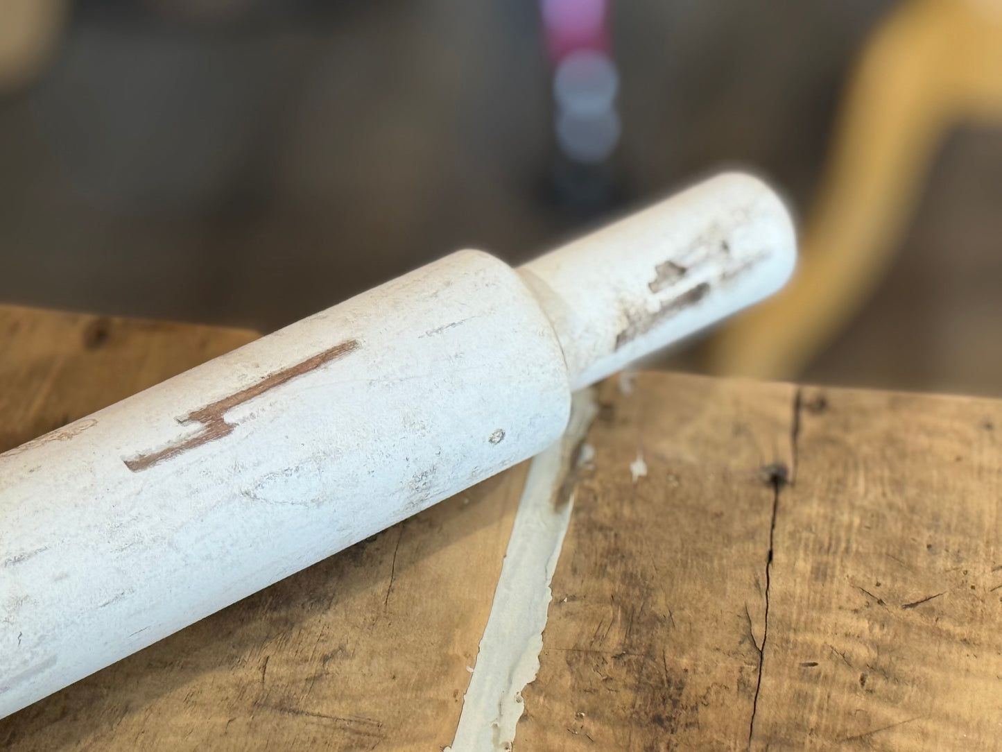 White Wooden Distressed Rolling Pin