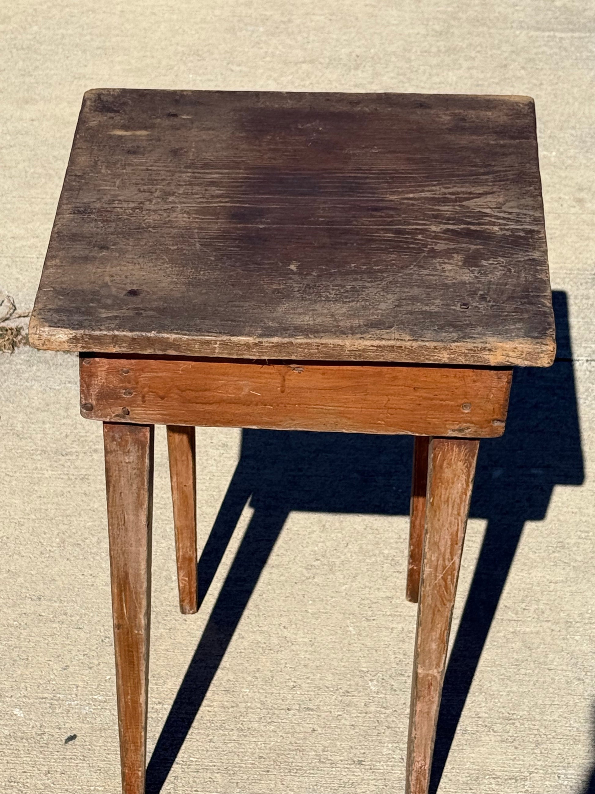 Antique Primitive Side Table Peg Nails
