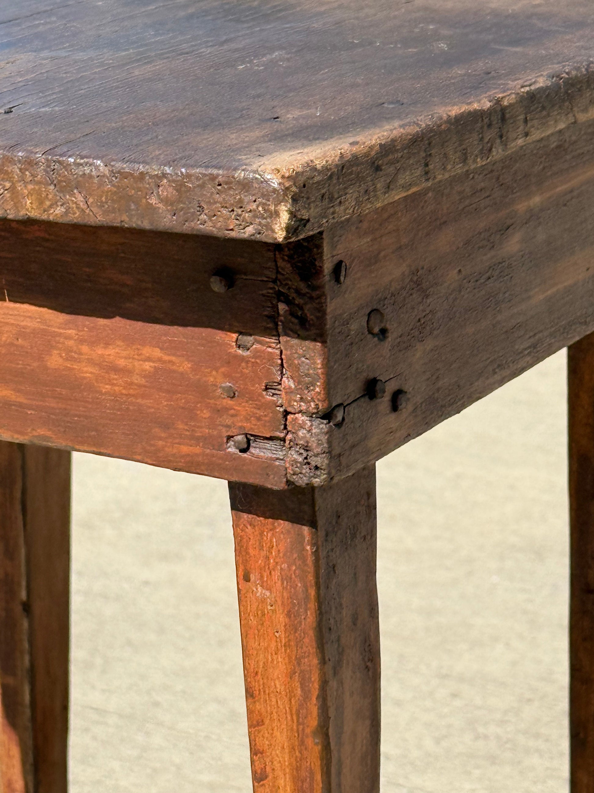 Antique Primitive Side Table Peg Nails