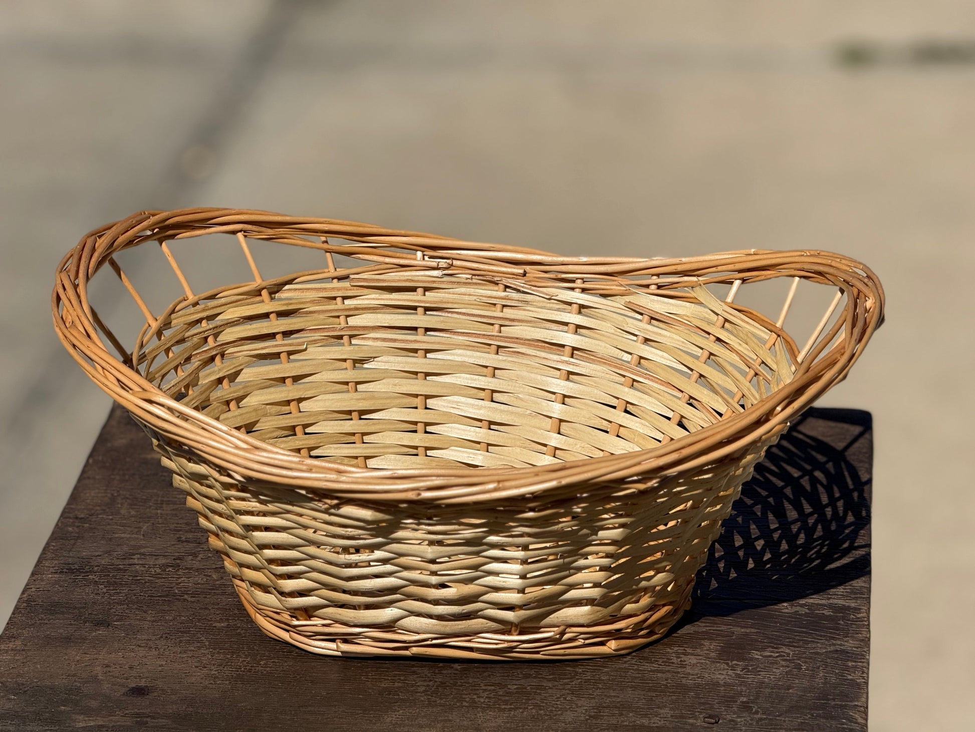 Oval Woven Wicker Basket with Large Handles