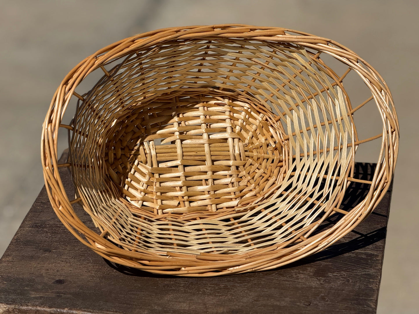 Oval Woven Wicker Basket with Large Handles