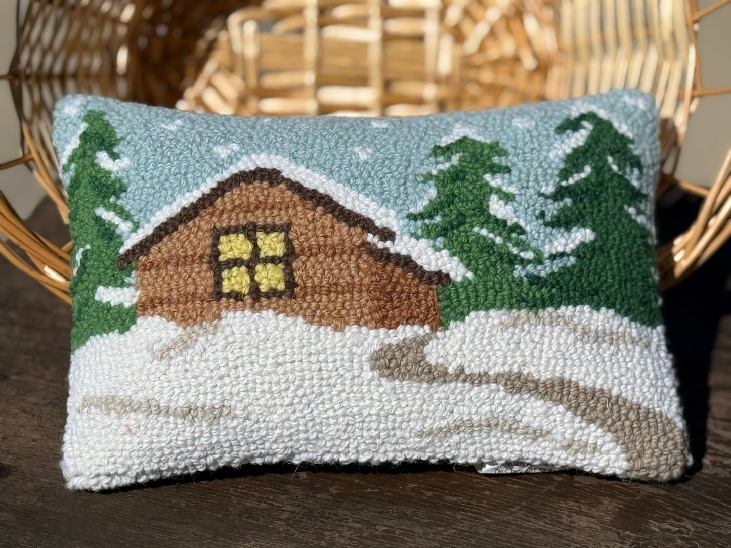Winter Hook Pillow Cabin