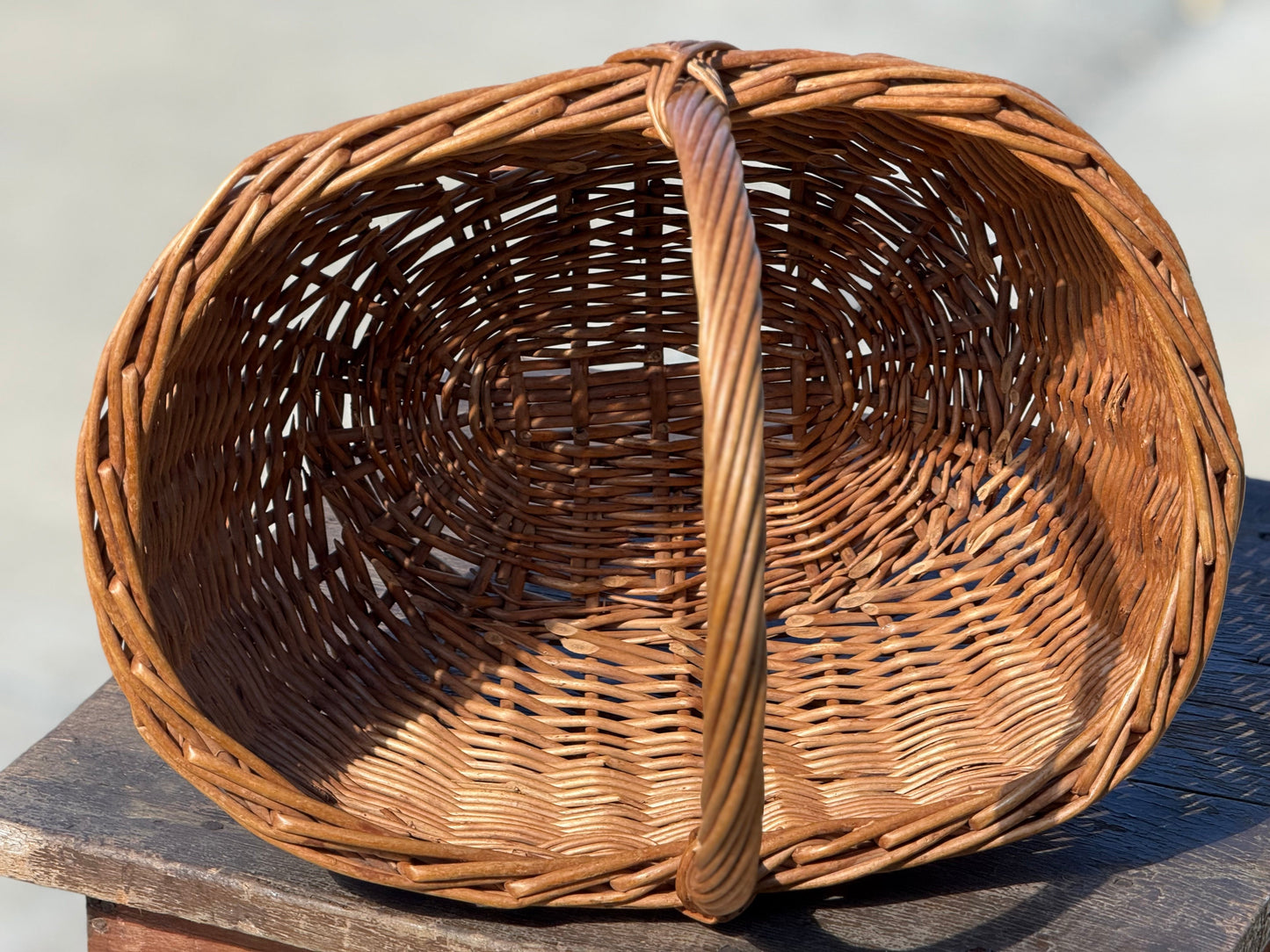 Oval Woven Basket with Twisted Handle