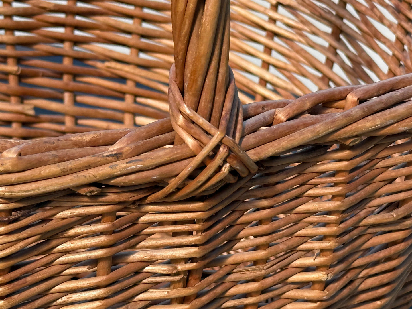 Oval Woven Basket with Twisted Handle