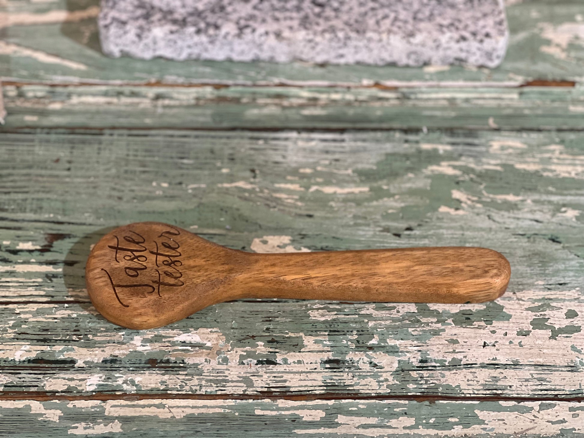 Rustic Granite Spoon Rest & Wood "Taste Tester" Spoon Set