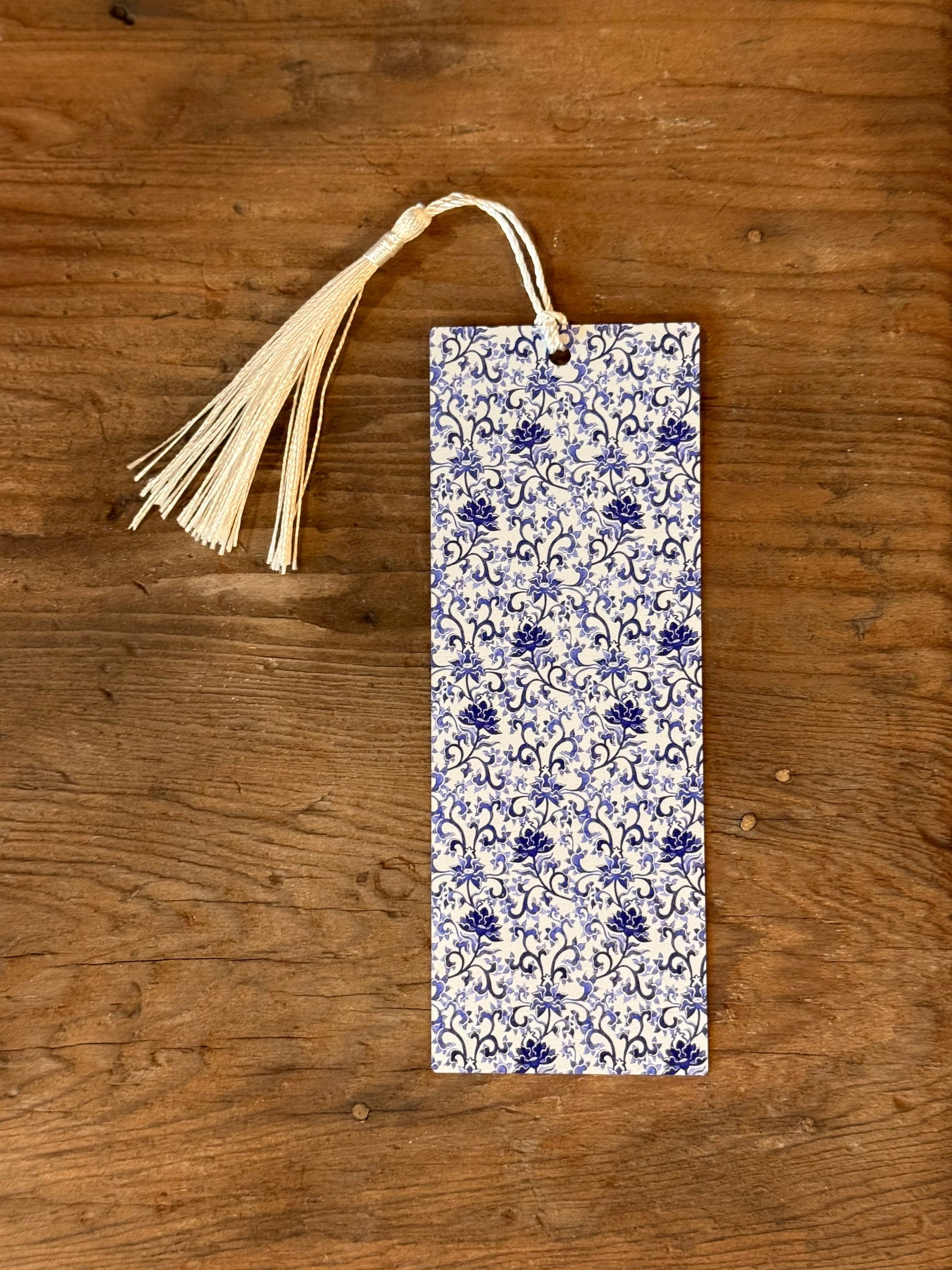Bookmark with Tassel Blue Lotus