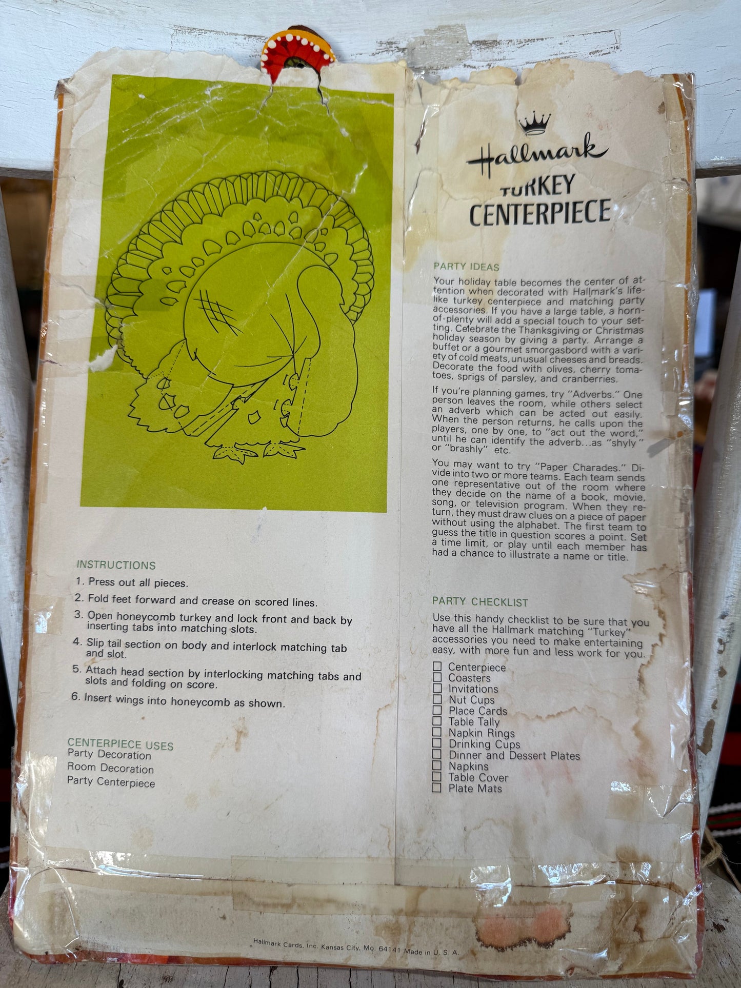 Vintage Hallmark Turkey Centerpiece Set