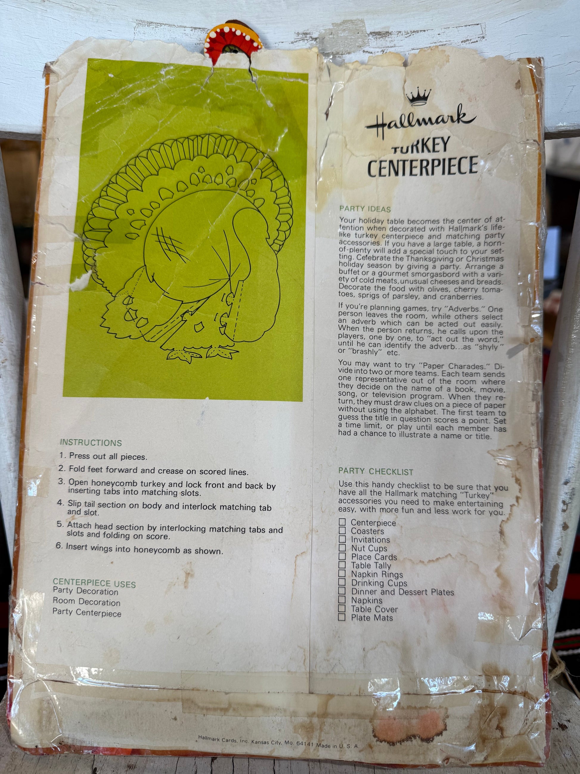 Vintage Hallmark Turkey Centerpiece Set