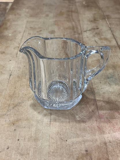 Vintage Paneled Clear Glass Creamer Pitcher 