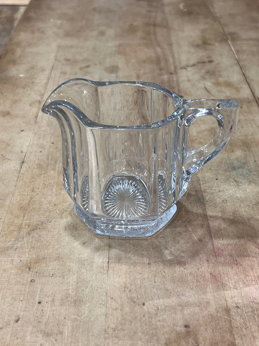 Vintage Paneled Clear Glass Creamer Pitcher 
