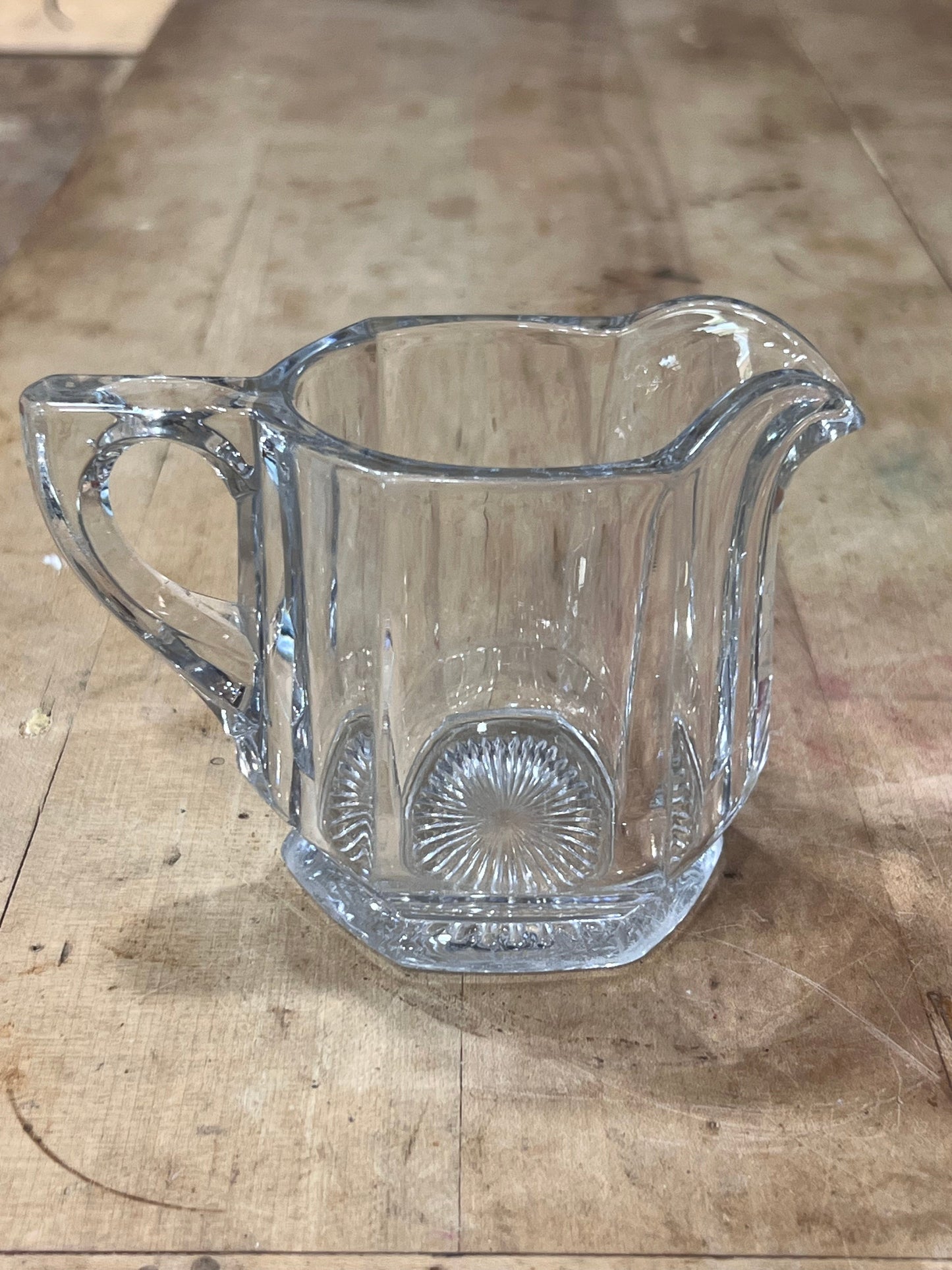 Vintage Paneled Clear Glass Creamer Pitcher 