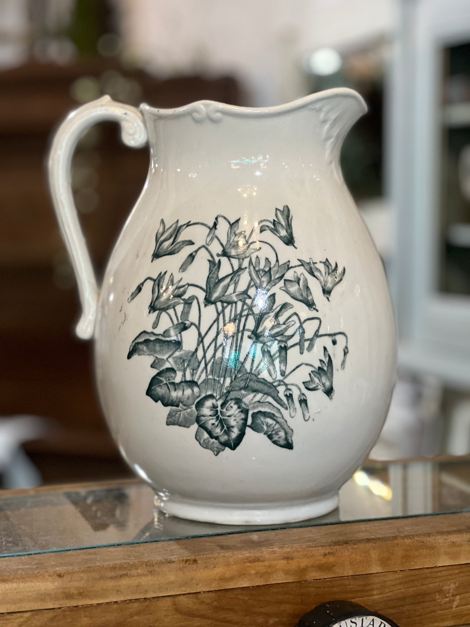 Teal Transferware Pitcher- Unmarked