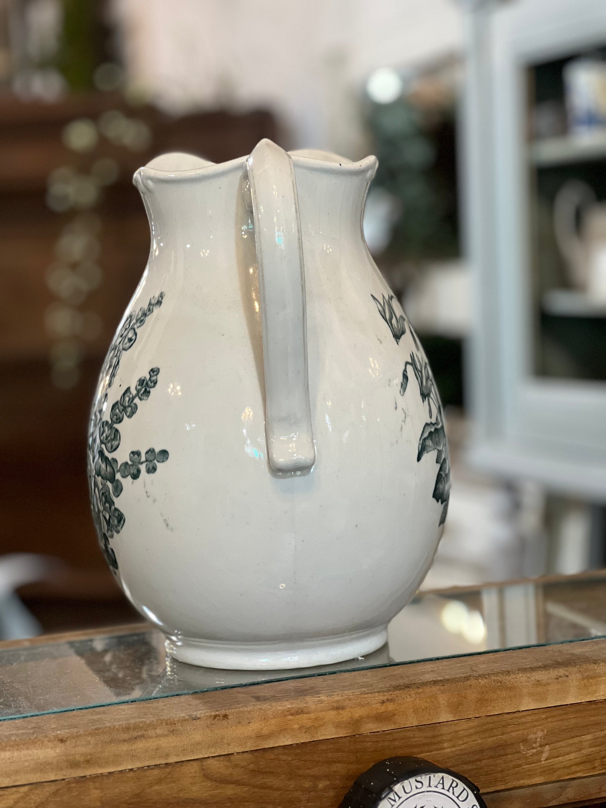 Teal Transferware Pitcher- Unmarked