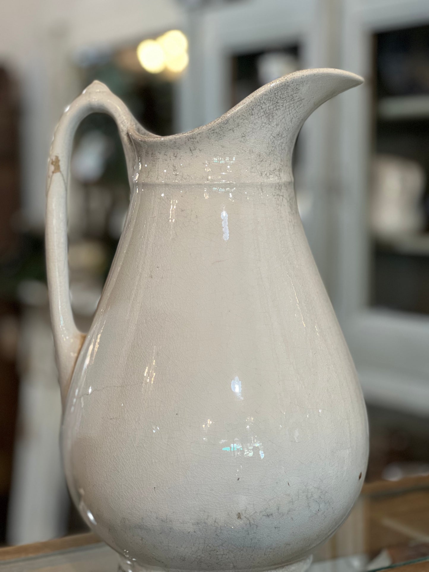 Antique Ironstone Tall Holland Republic Shape Marked Pitcher