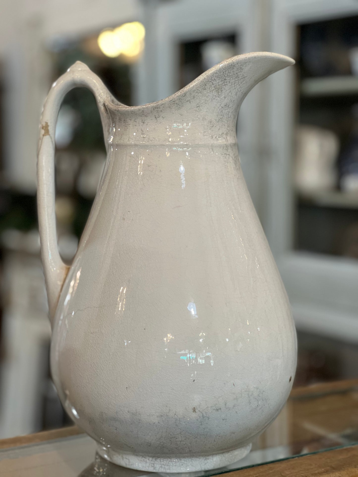 Antique Ironstone Tall Holland Republic Shape Marked Pitcher