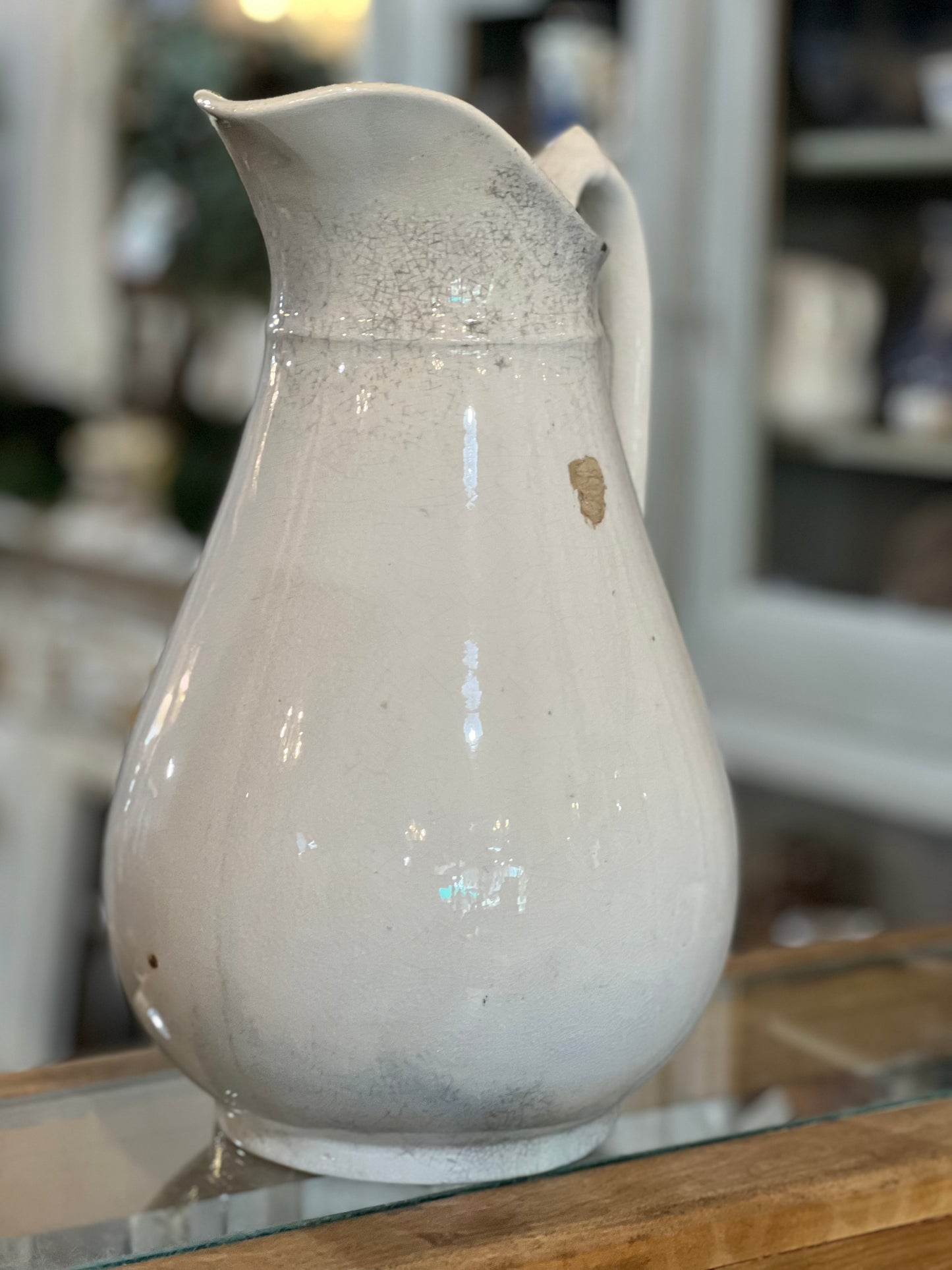 Antique Ironstone Tall Holland Republic Shape Marked Pitcher