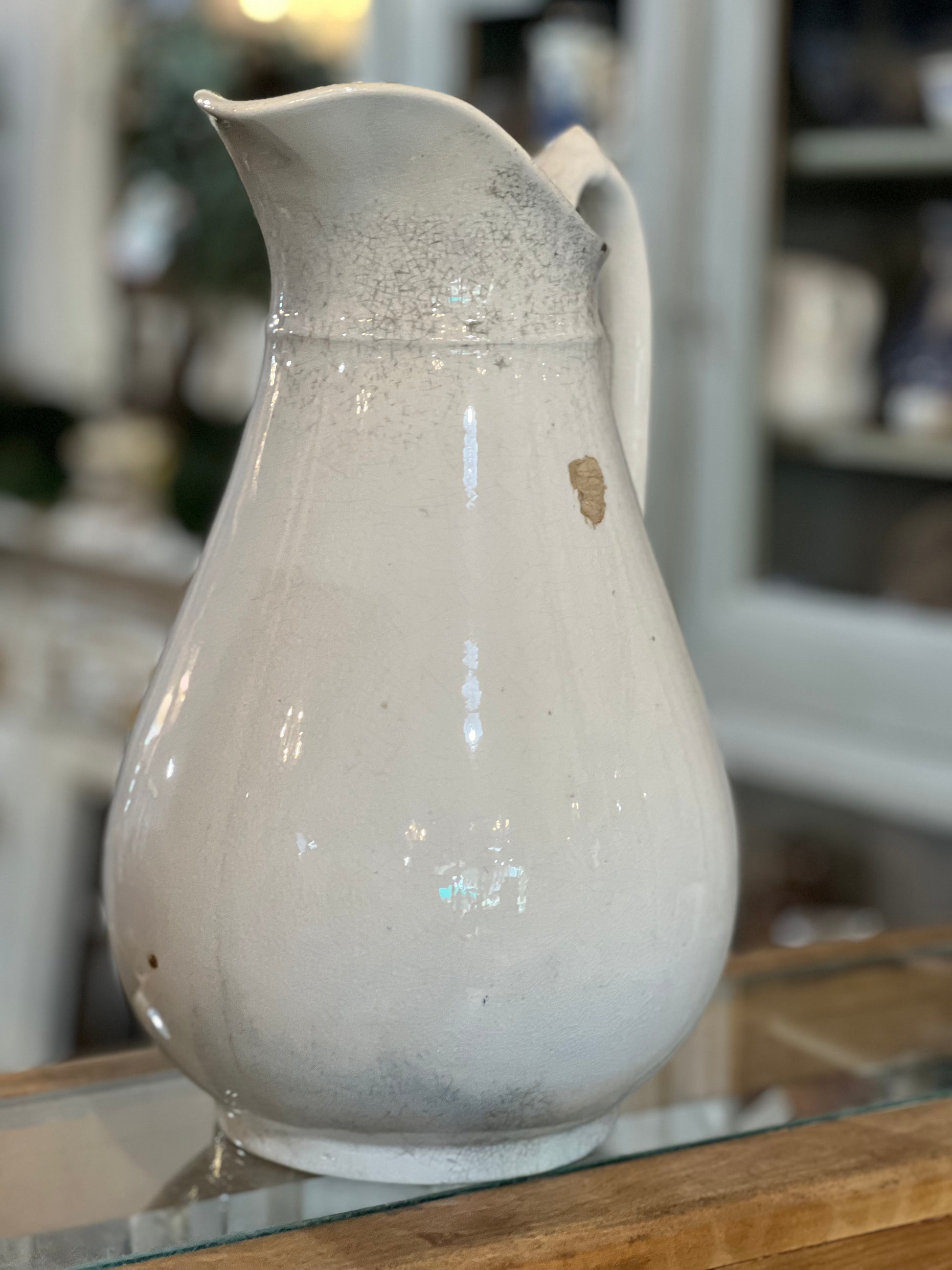 Antique Ironstone Tall Holland Republic Shape Marked Pitcher