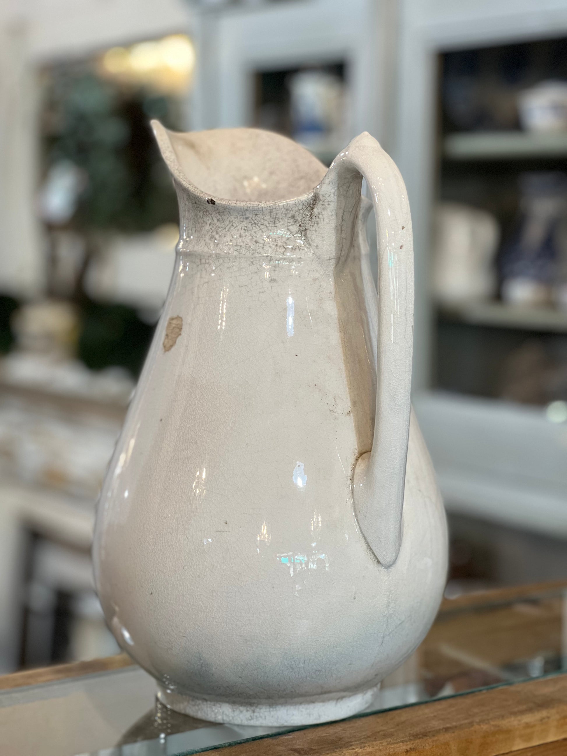 Antique Ironstone Tall Holland Republic Shape Marked Pitcher