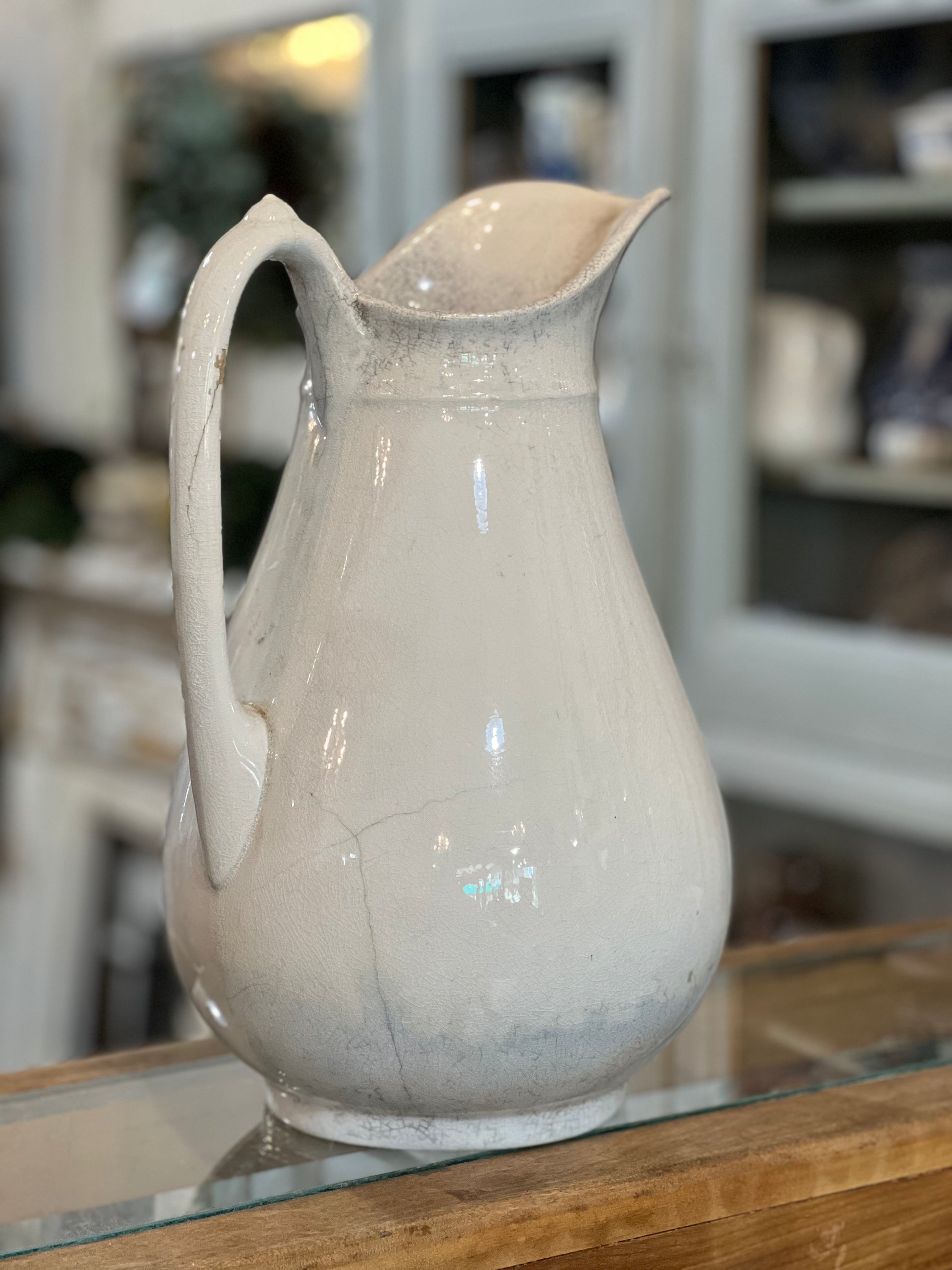 Antique Ironstone Tall Holland Republic Shape Marked Pitcher
