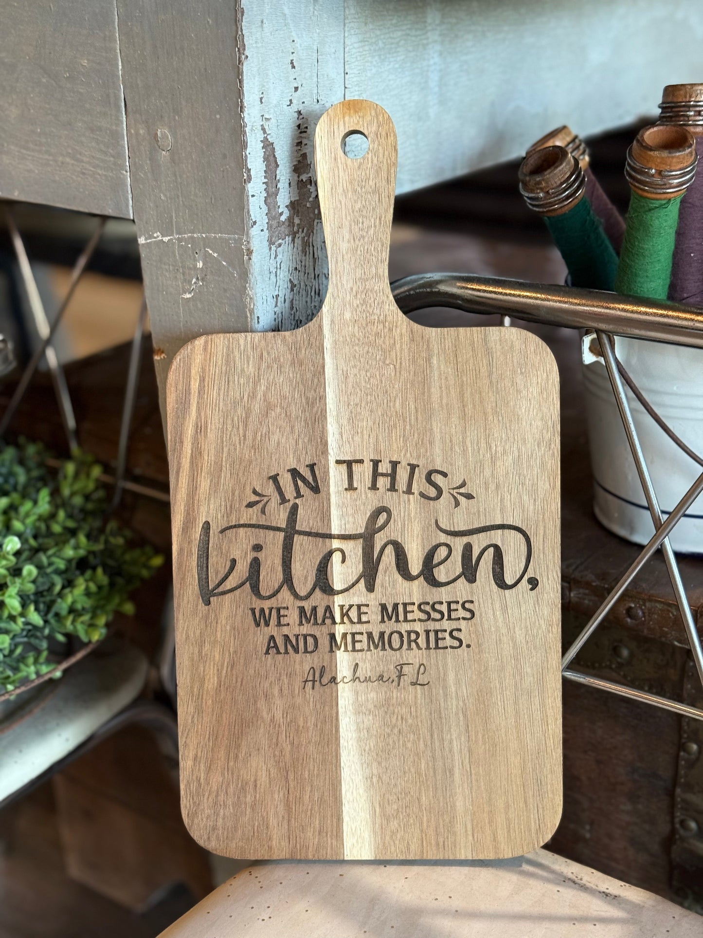 Laser Engraved Acacia Cutting Board In this kitchen we make messes and memories Alachua FL