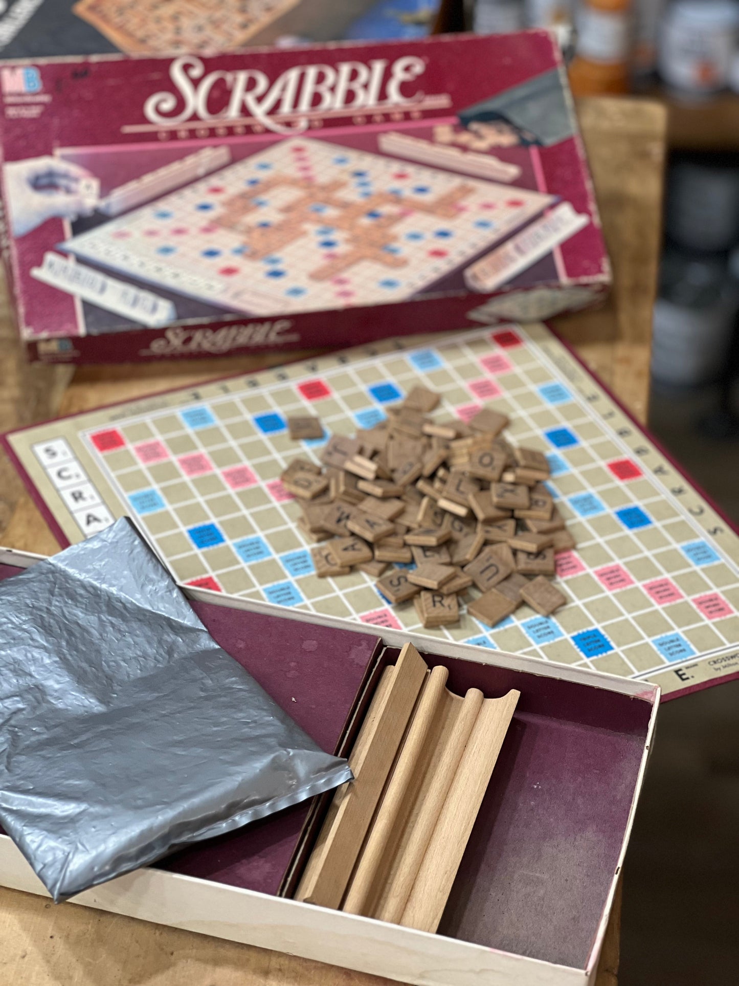 Vintage 1989 Scrabble Crossword Game by Milton Bradley Wildwood Auction