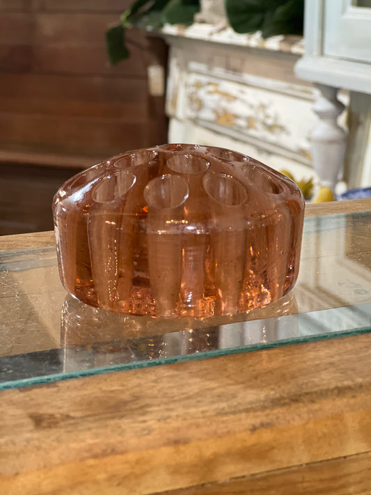 Vintage Pink Depression Glass Flower Frog